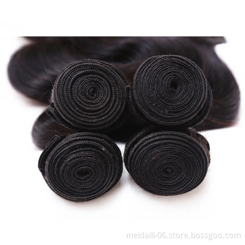 Human Bundles Hair Cuticle Aligned Vendors, Wholesale Natural Silky Straight Wave Style 4 Bundles With Closure
